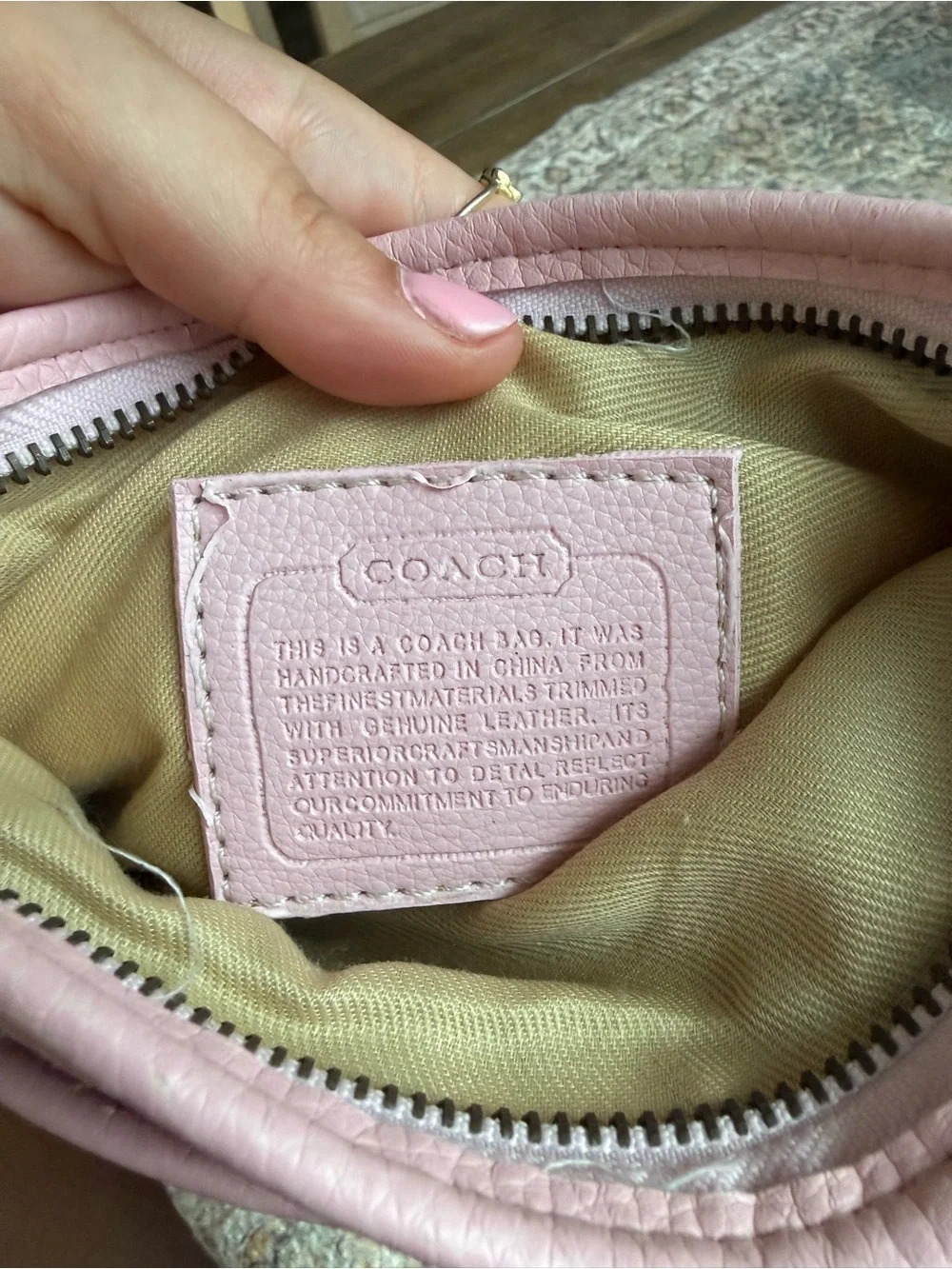 Coach Pink Signature Crossbody with Red Accent